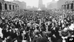 FILE - An estimated 7,000 persons jam a quadrangle at the Independence Mall in Philadelphia, during Earth Week activities celebrating the eve of Earth Day, April 22, 1970. (AP Photo)
