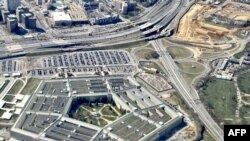 Foto udara Markas Besar Departemen Pertahanan Amerika, Pentagon di Arlington County, Washington, DC, 8 Maret 2023. (Daniel SLIM / AFP)
