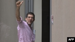 FILE - La Prensa CEO Juan Lorenzo Holmann arrives at a hotel in Herndon, Virginia, on Feb. 9, 2023, after being released by the Nicaraguan government.