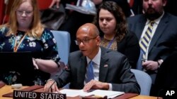 FILE - Robert Wood, U.S. deputy ambassador to the United Nations, speaks at a Security Council meeting on nuclear nonproliferation regarding North Korea, at U.N. headquarters, March 23, 2023.