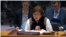 United Nations envoy Roza Otunbayeva briefs the U.N. Security Council on the situation in Afghanistan. (@UNAMAnews)