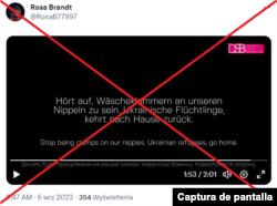 Captura de desinformación en X de un video en alemán.