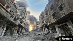 Uništene kuće i zgrade uništene u Džabaliji u sjevernom pojasu Gaze, 11. oktobra 2023. REUTERS/Anas al-Shareef