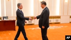 U.S. Secretary of State Antony Blinken meets with Chinese President Xi Jinping at the Great Hall of the People, April 26, 2024, in Beijing.
