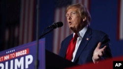 Former President Donald Trump speaks at a campaign rally on Dec. 16, 2023, in Durham, N.H.