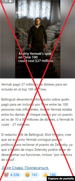 Captura de la desinformación (traducida).