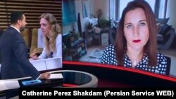 کاترین پرز شکدم در یک مصاحبه تلویزیونی.آرشیو