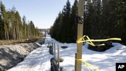 The construction site of the Finland-Russia eastern border barrier fence near Pelkola crossing point in Imatra, south-eastern Finland, April 14, 2023.