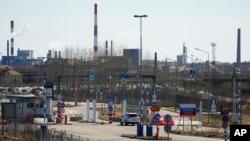 A view of Russian border crossing point Svetogorsk from Pelkola border crossing point in Imatra, south-eastern Finland, April 14, 2023.