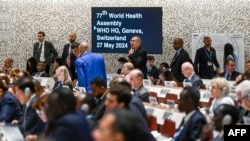 FILE - Delegates attend the opening day of the 77th World Health Assembly in Geneva, May 27, 2024. The WHO chief urged countries to nail down a global agreement on the handling of future pandemics after they missed a hard deadline.