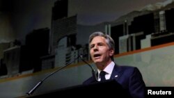 FILE - U.S. Secretary of State Antony Blinken speaks in Denver, Colorado, April 28, 2023.