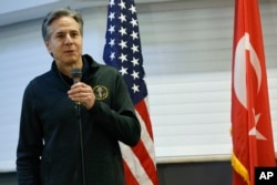 FILE - Secretary of State Antony Blinken speaks during his visit to Incirlik Air Base near Adana, Turkey, Feb. 19, 2023.