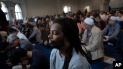 Muslims gather for the Jumʿah service, March 15, 2024, at the Islamic Society of Central Jersey in Monmouth Junction, New Jersey. Ramadan fuels a surge in charitable giving, but 85% of American Muslims' donations stay in the U.S.