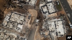 A view of the aftermath of a devastating wildfire in Lahaina, Hawaii, Aug. 22, 2023.