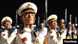 A Chinese honor guard welcomes Central Asian leaders to a summit in Xian in northwest Shaanxi province, May 17, 2023. (Courtesy President.uz)
