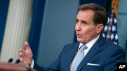 FILE - National Security Council spokesman John Kirby speaks during a press briefing at the White House, July 26, 2023, in Washington.