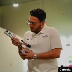 Edilio Centeno Nieves, en un momento de su entrenamiento de cara a las Olimpiadas París 2024. Foto Cortesía del entrevistado.