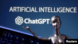 FILE - The ChatGPT logo and the words Artificial Intelligence are seen in this illustration photo taken May 4, 2023.