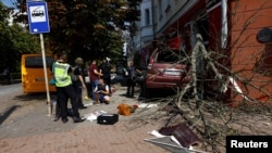 The aftermath of a Russian missile strike in Chernihiv, Ukraine, Aug. 19, 2023. 