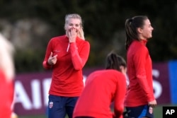 Norway's Ada Hegerberg smiles during a training session ahead of the round of 16 Women's World Cup soccer match between Japan and Norway in Wellington, New Zealand, on Aug. 4, 2023.