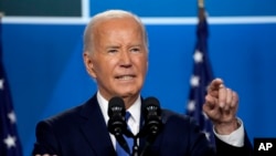 US President Joe Biden speaks at a news conference following the NATO Summit in Washington, July 11, 2024.