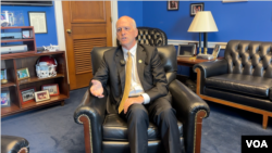 Congressman Adam Smith talking with VOA's Navbahor Imamova, Washington, May 1, 2024. 