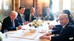 Republican presidential candidate former President Donald Trump meets with Israeli Prime Minister Benjamin Netanyahu at his Mar-a-Lago estate, July 26, 2024, in Palm Beach, Florida.