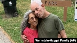 FILE — This undated photo provided by the Weinstein-Haggai family shows Judih Weinstein, left, and her husband, Gad Haggai. Judih Weinstein, who was thought to be held hostage in Gaza, was pronounced dead on Dec. 28, 2023. Officials say both were killed in Hamas’ Oct. 7 attack.