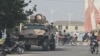 An armoured vehicle of Chad's army forces is deployed in N'Djamena on May 10, 2024, a day after the announcement of the results of Chad's presidential election. 