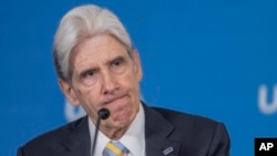 Dr. Julio Frenk, the next chancellor of UCLA, listens to questions at a news conference, June 12, 2024, in Los Angeles.