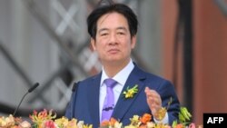 台湾新总统赖清德在台北举行的就职典礼上发表讲话. (2024年5月20日)