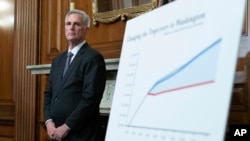 U.S. House Speaker Kevin McCarthy listens at a news conference after the House passed the debt ceiling bill, at the Capitol in Washington, May 31, 2023. The bill now goes to the Senate.