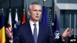 NATO Secretary-General Jens Stoltenberg speaks at alliance headquarters in Brussels, March 11, 2024. He said that if there is to be a negotiated solution to Russia's war on Ukraine, "the way to get there is to provide military support to Ukraine."