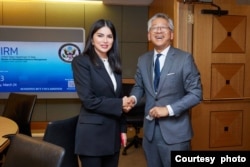 Uzbekistan's first daughter Saida Mirziyoyeva meeting Donald Lu, U.S. Assistant Secretary of State for South and Central Asia, Washington, March 25, 2023. (Mirziyoyeva's Telegram)