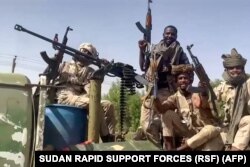 In this image grab taken from handout video footage released by the Sudanese paramilitary Rapid Support Forces (RSF) on April 23, 2023