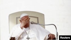 Pope Francis attends the weekly general audience in Saint Peter's Square at the Vatican, Oct. 18, 2023.