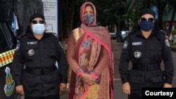 ফাইল ফটোঃ গ্রেফতারের সময় নুসরাত শারিন রাকা