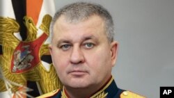 FILE - This photo released by Russian Defense Ministry Press Service, shows Lt. Gen. Vadim Shamarin, deputy chief of the military general staff in Moscow on Oct. 6, 2023.