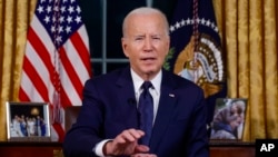 President Joe Biden speaks from the Oval Office of the White House, Oct. 19, 2023, in Washington, about the war in Israel and Ukraine.