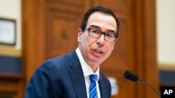 FILE - Then-treasury secretary Steven Mnuchin testifies on Capitol Hill in Washington, Dec. 2, 2020. 