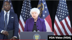 美国财政部长耶伦在亚特兰大宣布为应对阿片类药物危机而采取行动的记者会上。（2024年6月20日）