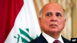 FILE - Iraqi Foreign Minister Fuad Hussein is pictured at the State Department in Washington, July 23, 2021.