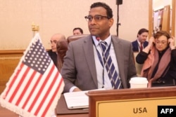 FILE - U.S. Department of State Deputy Coordinator for Counterterrorism Ian Moss attends a conference in Kuwait City, March 7, 2023.