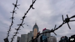 香港立法会全票通过根据《基本法》第23条订立的新的国家安全法案当天，香港金融区的景象。（2024年3月19日）