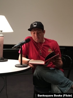 Cheyenne Arapaho author Tommy Orange reads from his novel "There There," at the Mashantucket Pequot Museum, Mystic, CT, June 8, 2018.