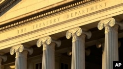 FILE - The U.S. Treasury Department is pictured in Washington on Jan. 18, 2023. The Treasury imposed sanctions on Dec. 31, 2024, on entities in Iran and Russia, accusing them of attempting to interfere in the U.S. election this year. 