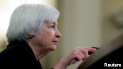 FILE - U.S. Treasury Secretary Janet Yellen testifies before a U.S. House Ways and Means Committee hearing on President Joe Biden's fiscal year 2024 Budget Request on Capitol Hill in Washington, March 10, 2023. 