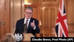 British Prime Minister Keir Starmer delivers a speech, following his first Cabinet meeting as prime minister, in London, July 6, 2024.