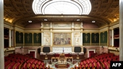 A general view shows empty seats at France's National Assembly in Paris on July 8, 2024, a day after the second round of France's legislative election. 