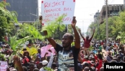 Protesters demonstrate against Kenya's proposed finance bill in Kisumu town, Kenya, June 20, 2024. 